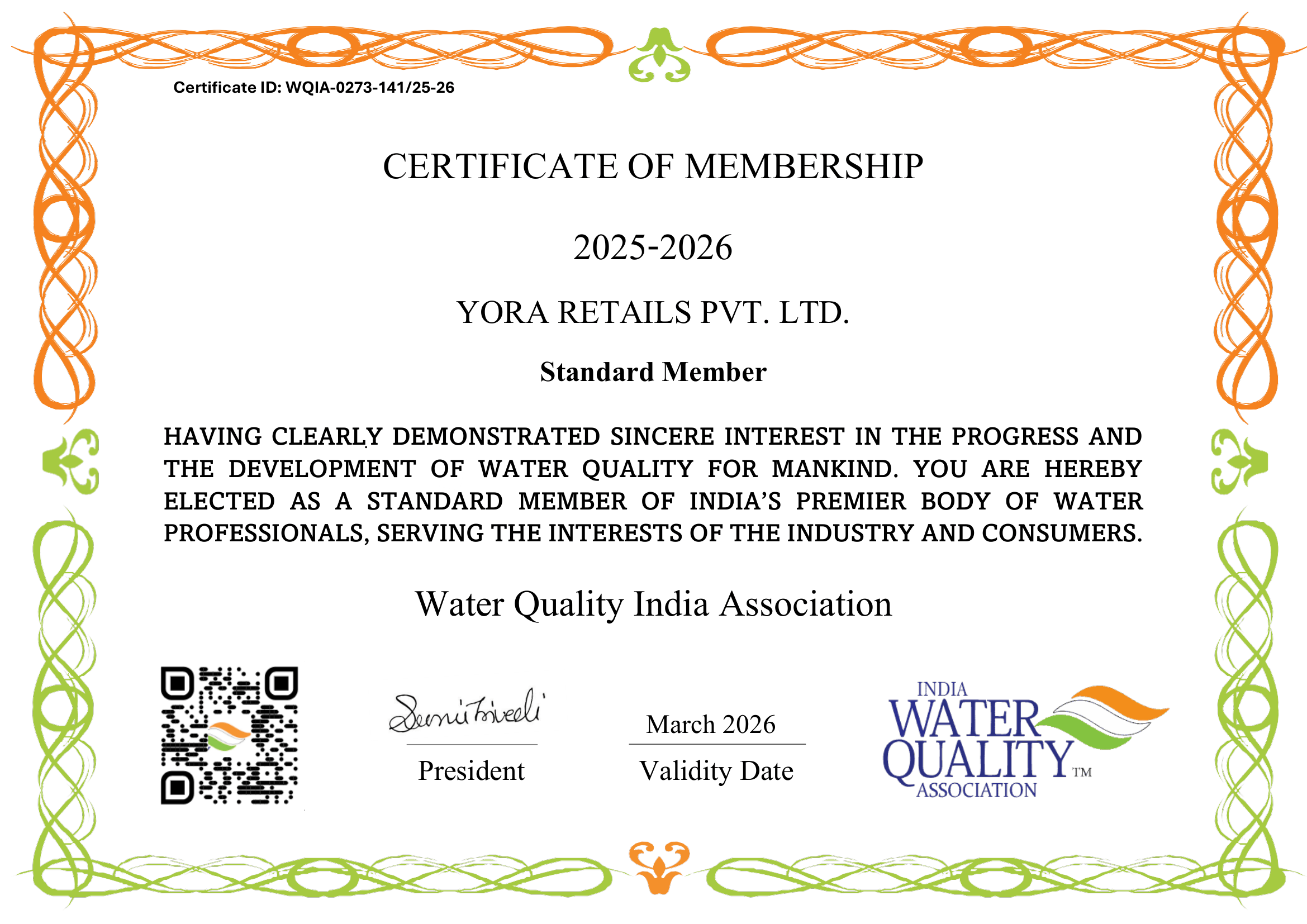 Water Quality Association membership
